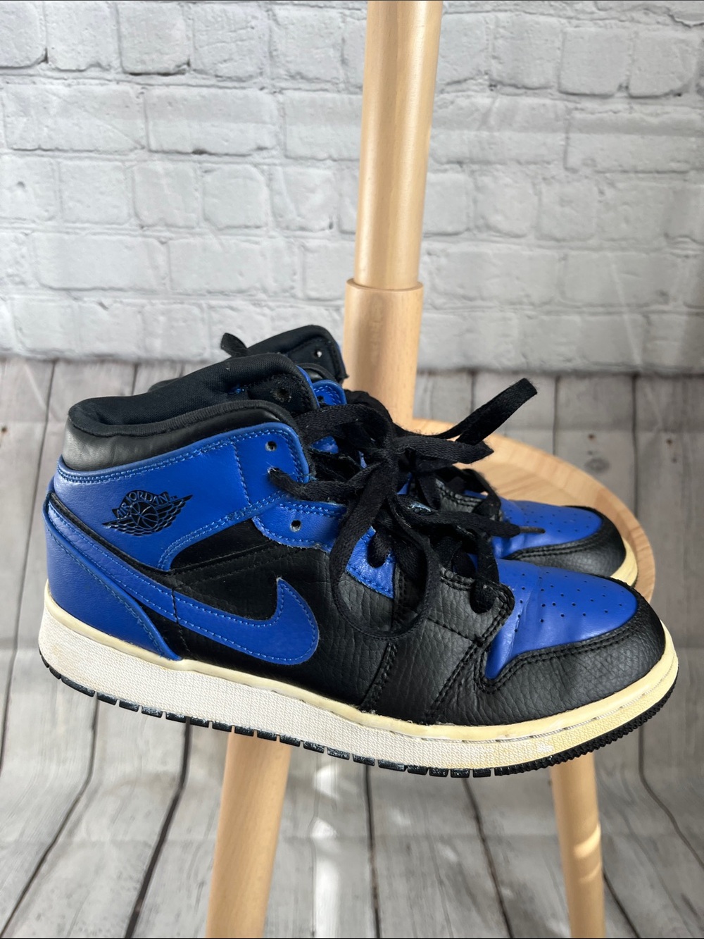 Nike Air Jordan 1 Mid Black & Royal Blue Sneakers